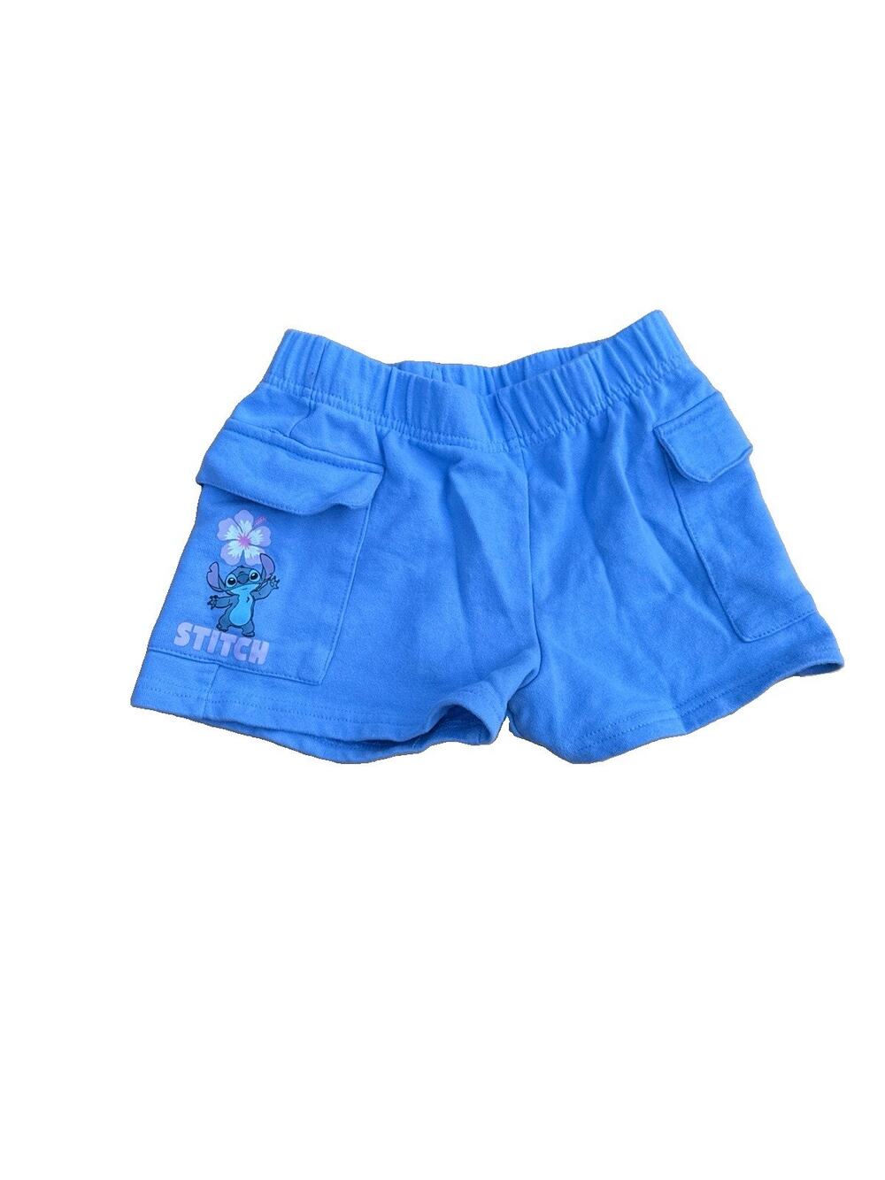 Disney Lilo and Stitch Girls Kids Size M(7-8) Blue Ohana Shorts Cotton Blend